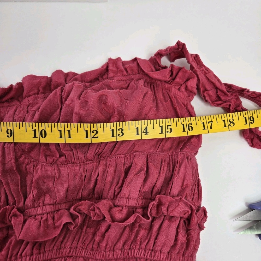 Anthropologie Hot Pink Tiered Ruffle Maxi Dress Size XL Cotton Euro Summer Boho - Picture 10 of 12